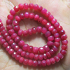 16 Inches Neckless - Gorgeous Natural African Pink Red RUBY - Micro Faceted Super Sparkle Faceted Rondell Beads size 2.5 - 4.50 mm